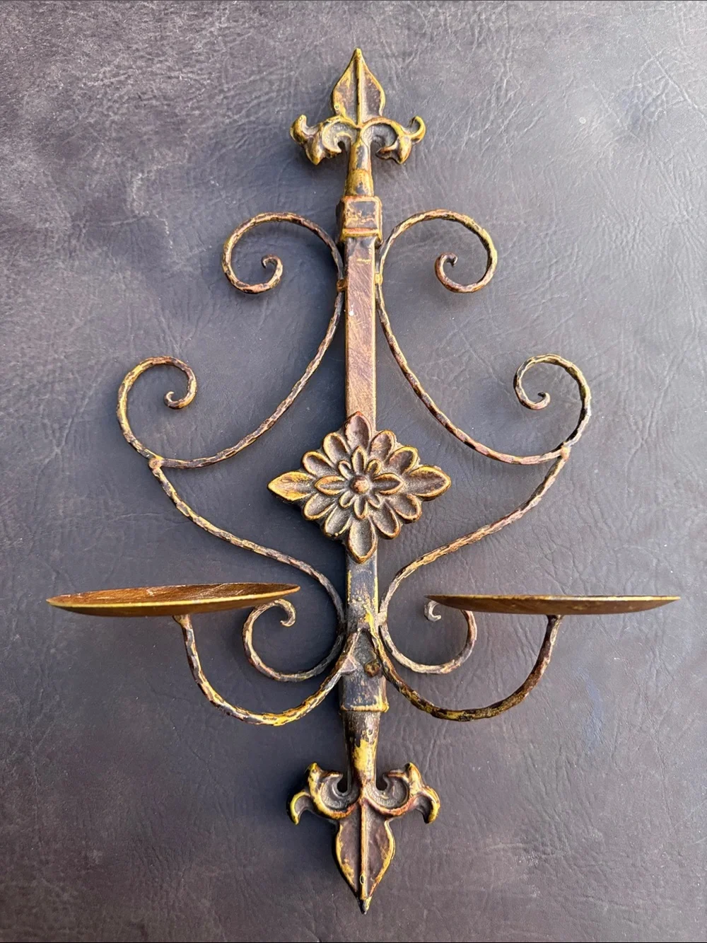 Gold Ornate Metal Wall Candle Sconce gothic